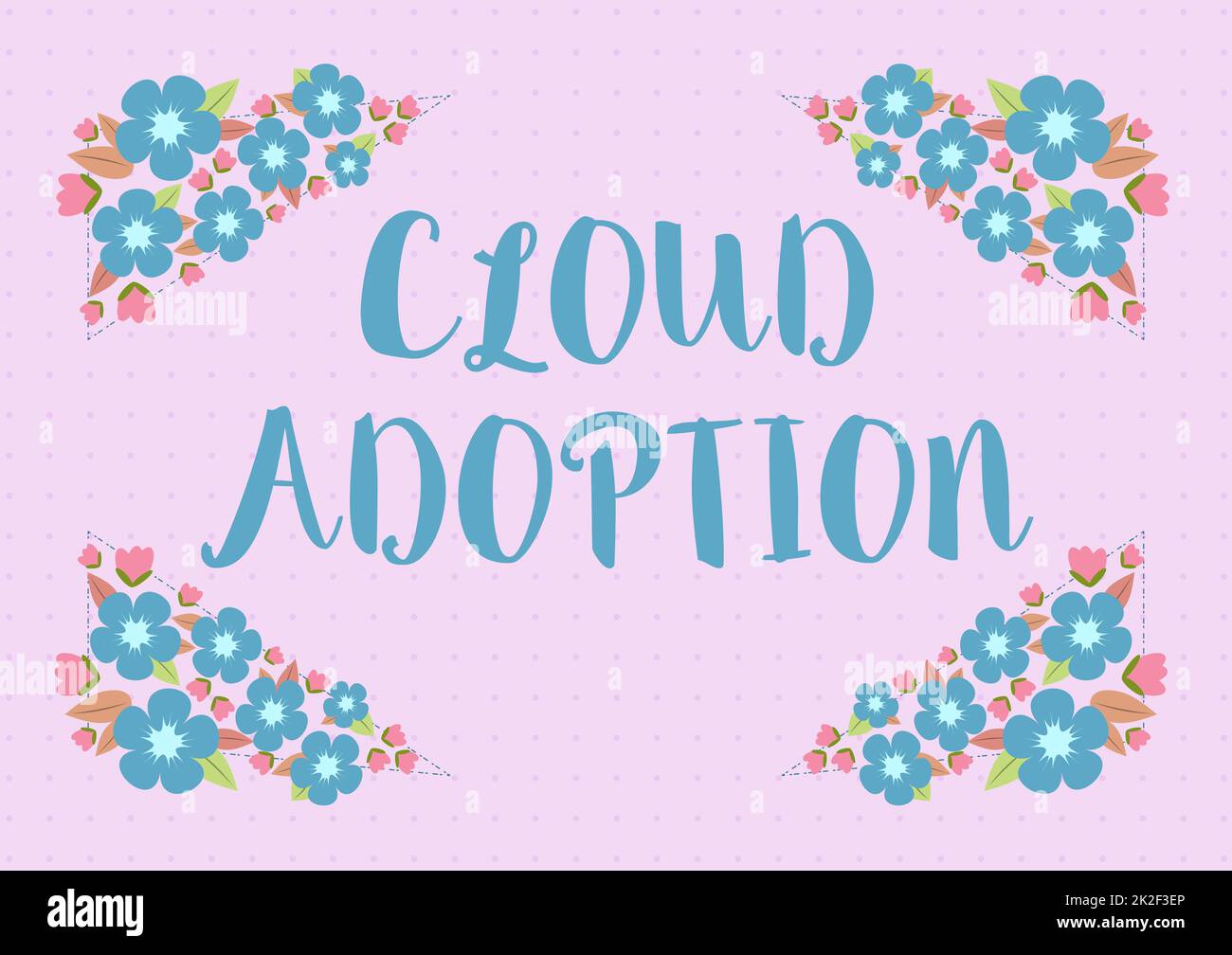 Inspiration showing sign Cloud Adoption. Business concept strategic move by organisations of reducing cost and risk Blank Frame Decorated With Abstract Modernized Forms Flowers And Foliage. Stock Photo