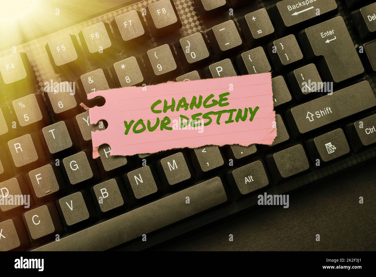 Text caption presenting Change Your Destiny. Business concept choosing the right actions to manipulate predetermined events Editing And Retyping Report Spelling Errors, Typing Online Shop Inventory Stock Photo