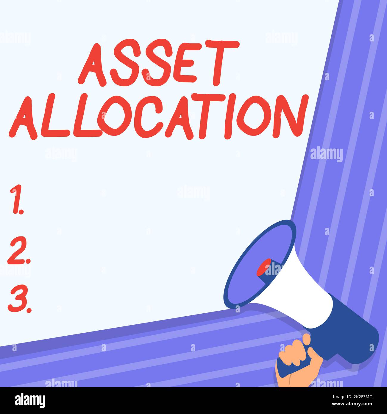 Sign displaying Asset Allocation. Business idea proportion and implementation strategy to gain advantage Illustration Of Hand Holding Megaphone Making Wonderfull Announcement. Stock Photo