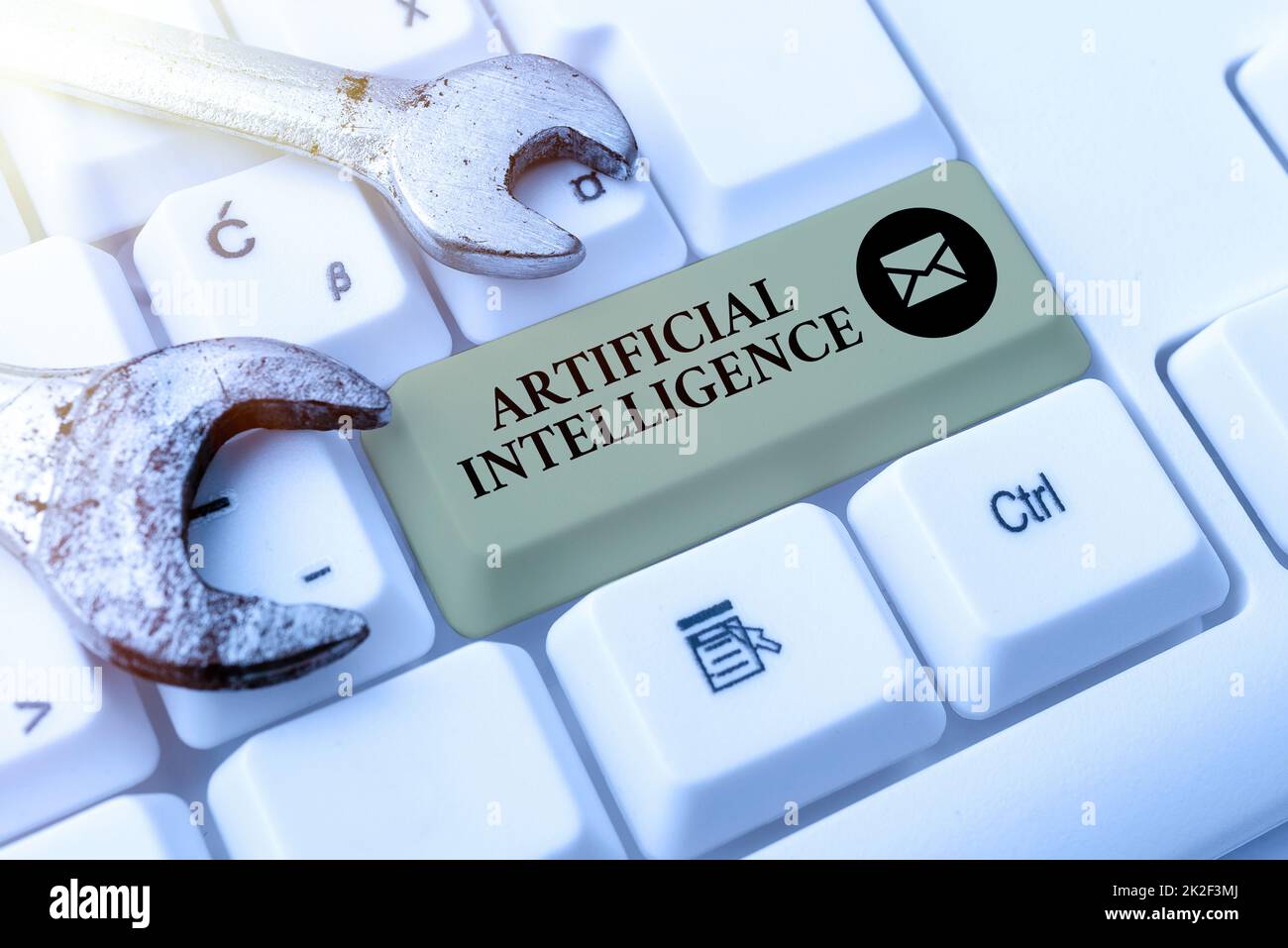 Conceptual caption Artificial Intelligence. Business approach programmed to think like human and mimic his actions Connecting With Online Friends, Making Acquaintances On The Internet Stock Photo
