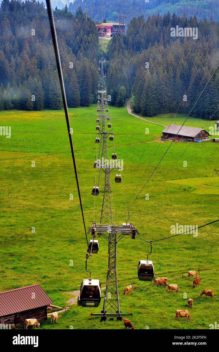 Swiss Ropeway Channel Clicked from the ropeway, on the way to Mt. Titlis, Switzerland, Europe ...