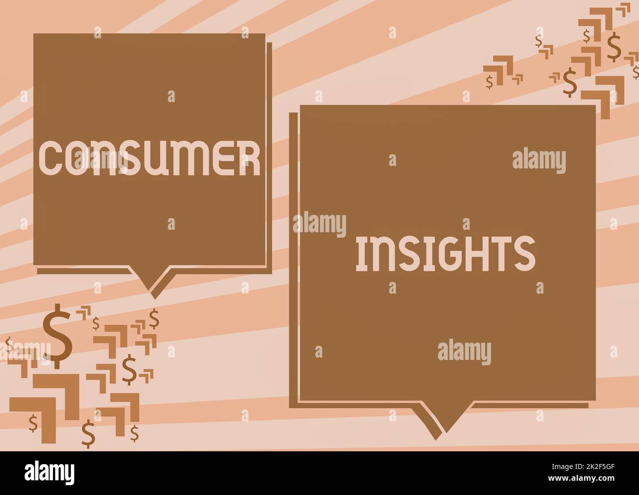 Inspiration showing sign Consumer Insights. Business overview understanding customers based on their buying behavior Two Colorful Overlapping Speech Bubble Drawing With Dollar Sign. Stock Photo