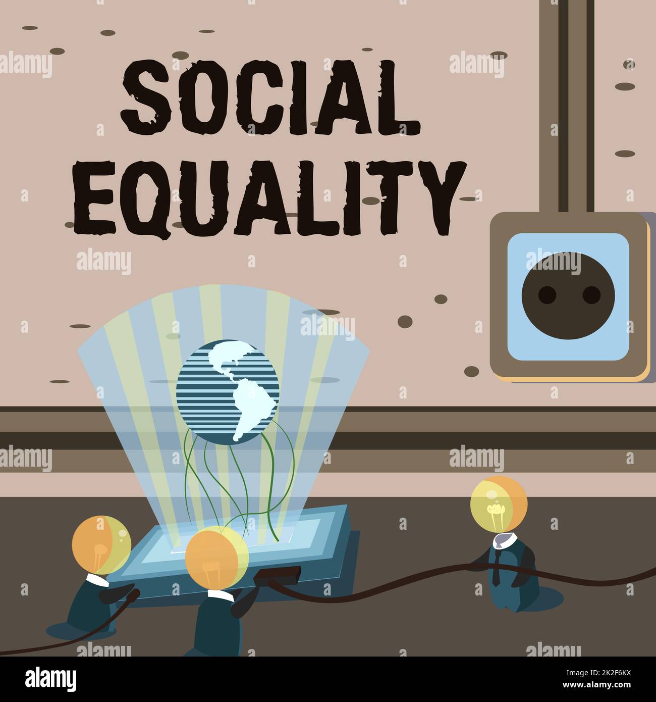 Hand writing sign Social Equality. Concept meaning applies concerns of justice and fairness to social policy Global Ideas Joining Together Forming New Technological Achievements. Stock Photo