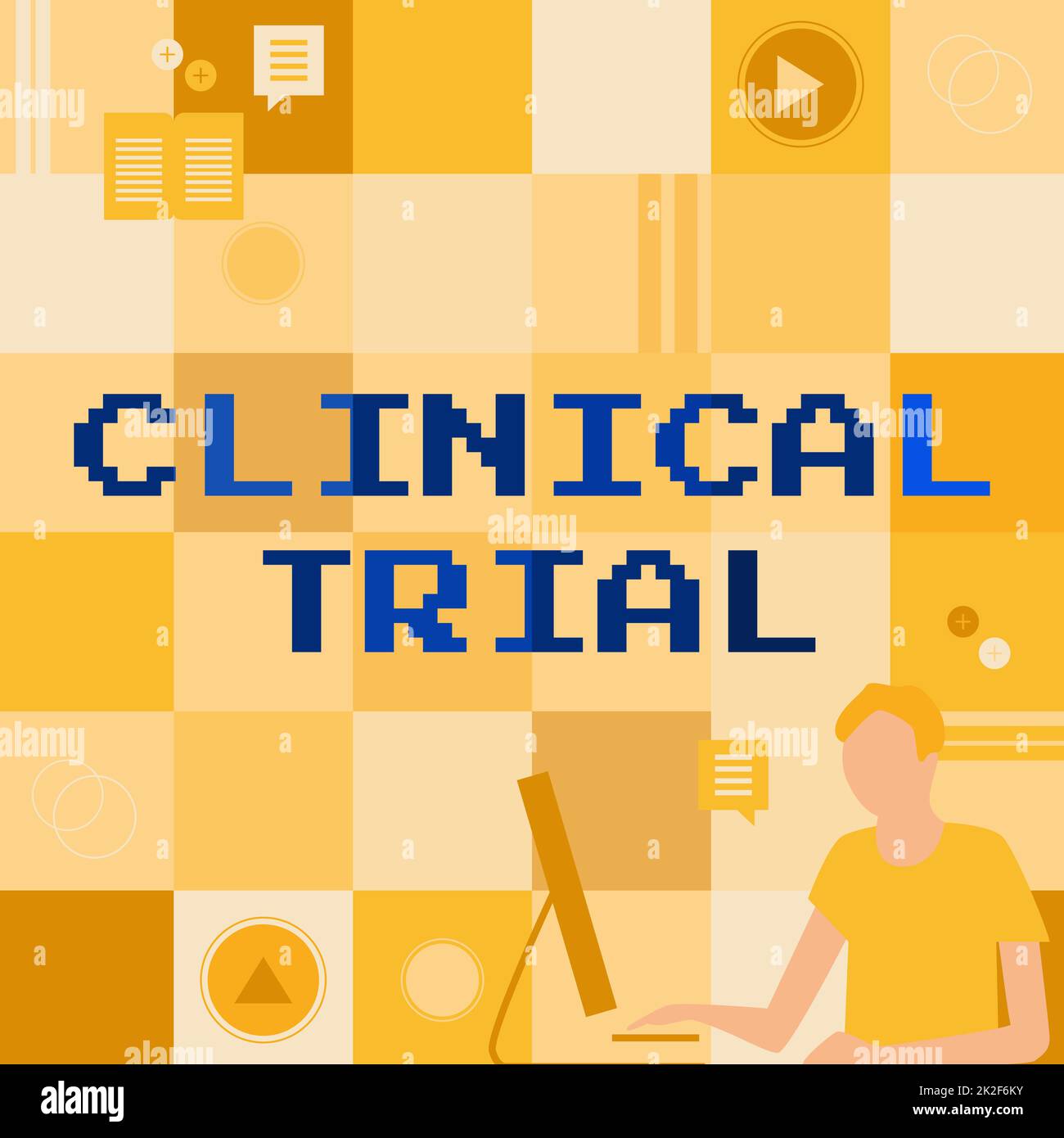 Conceptual caption Clinical Trial. Word for trials to evaluate the effectiveness and safety of medication Businessman Innovative Thinking Leading Ideas Towards Stable Future. Stock Photo