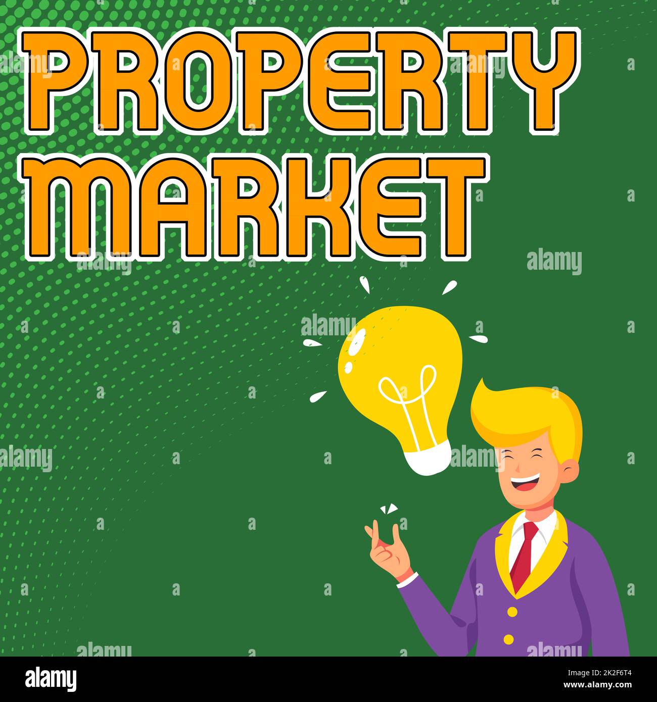 Inspiration showing sign Property Market. Business approach the buying and selling of land and buildings Estate market Gentleman Drawing Standing Having New Idea Presented With Light Bulb. Stock Photo