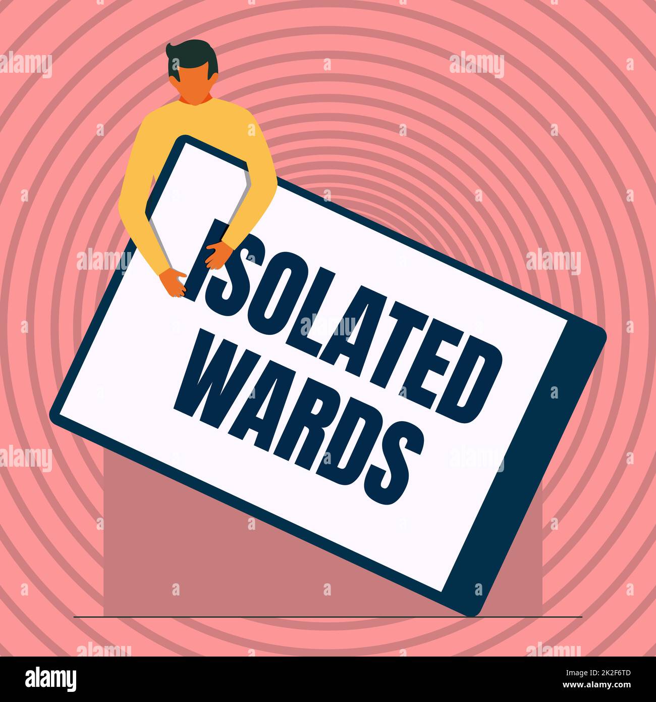 Text caption presenting Isolated Wards. Word Written on far away from