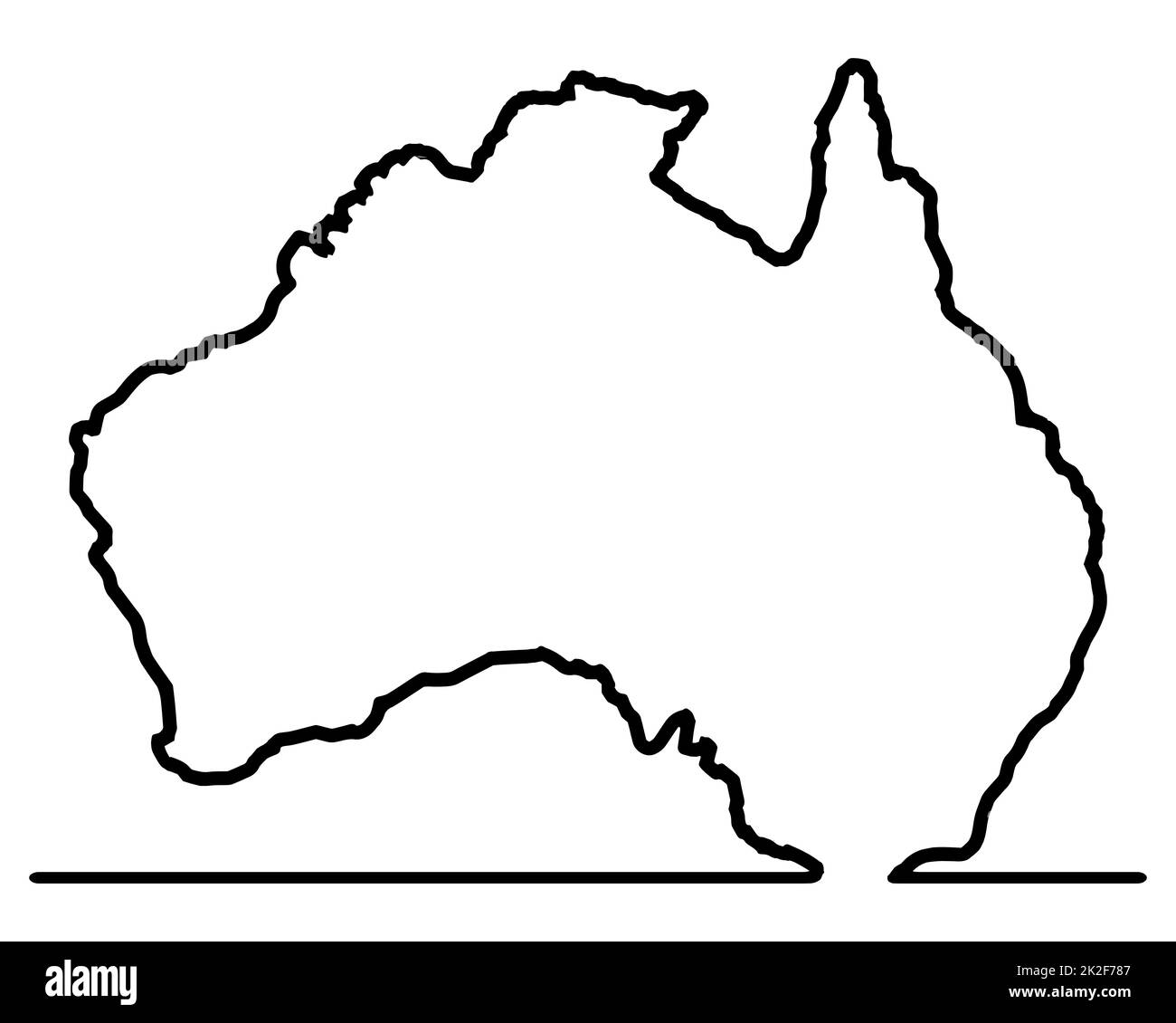 Outline drawing map of Australia over a white background Stock Photo Alamy