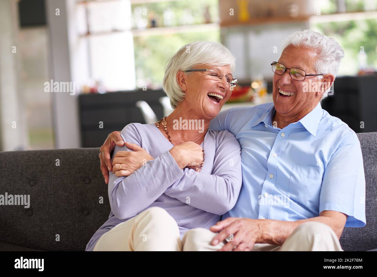 Shot of a senior couple enjoying each others company at home. Stock Photo