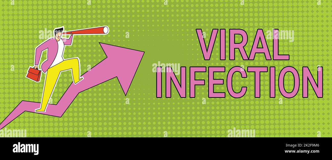 Text showing inspiration Viral Infection. Business concept Viral Infection Man Drawing Holding Graph Arrow Showing Business Growth. Stock Photo