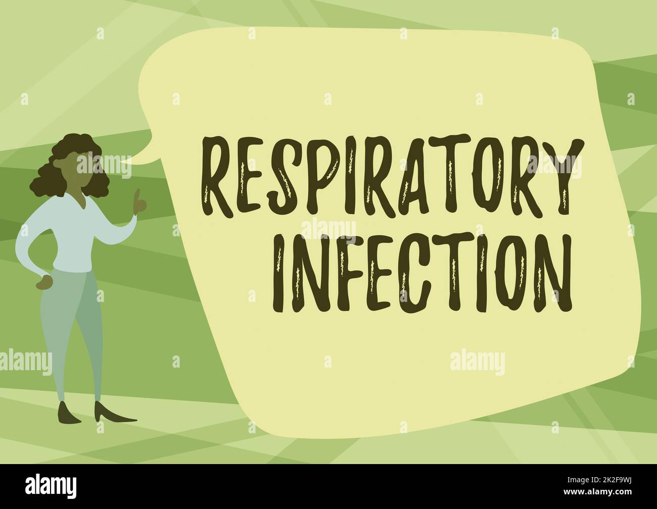 Handwriting text Respiratory Infection. Word Written on any infectious disease that directly affects the normal breathing Illustration Of Woman Speaking In Chat Cloud Discussing Ideas. Stock Photo