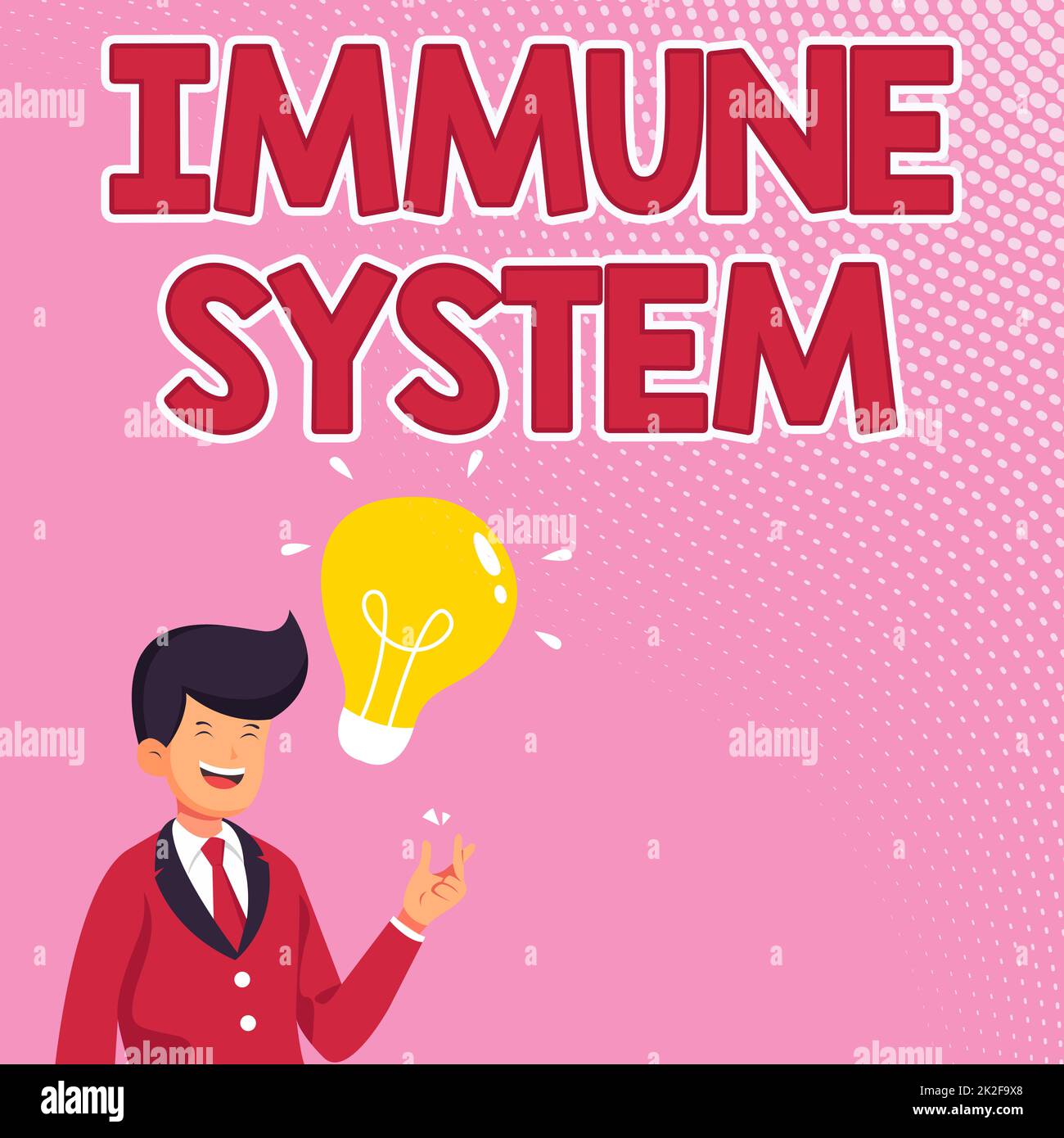 Text showing inspiration Immune System. Internet Concept host defense system comprising many biological structures Gentleman Drawing Standing Having New Idea Presented With Light Bulb. Stock Photo