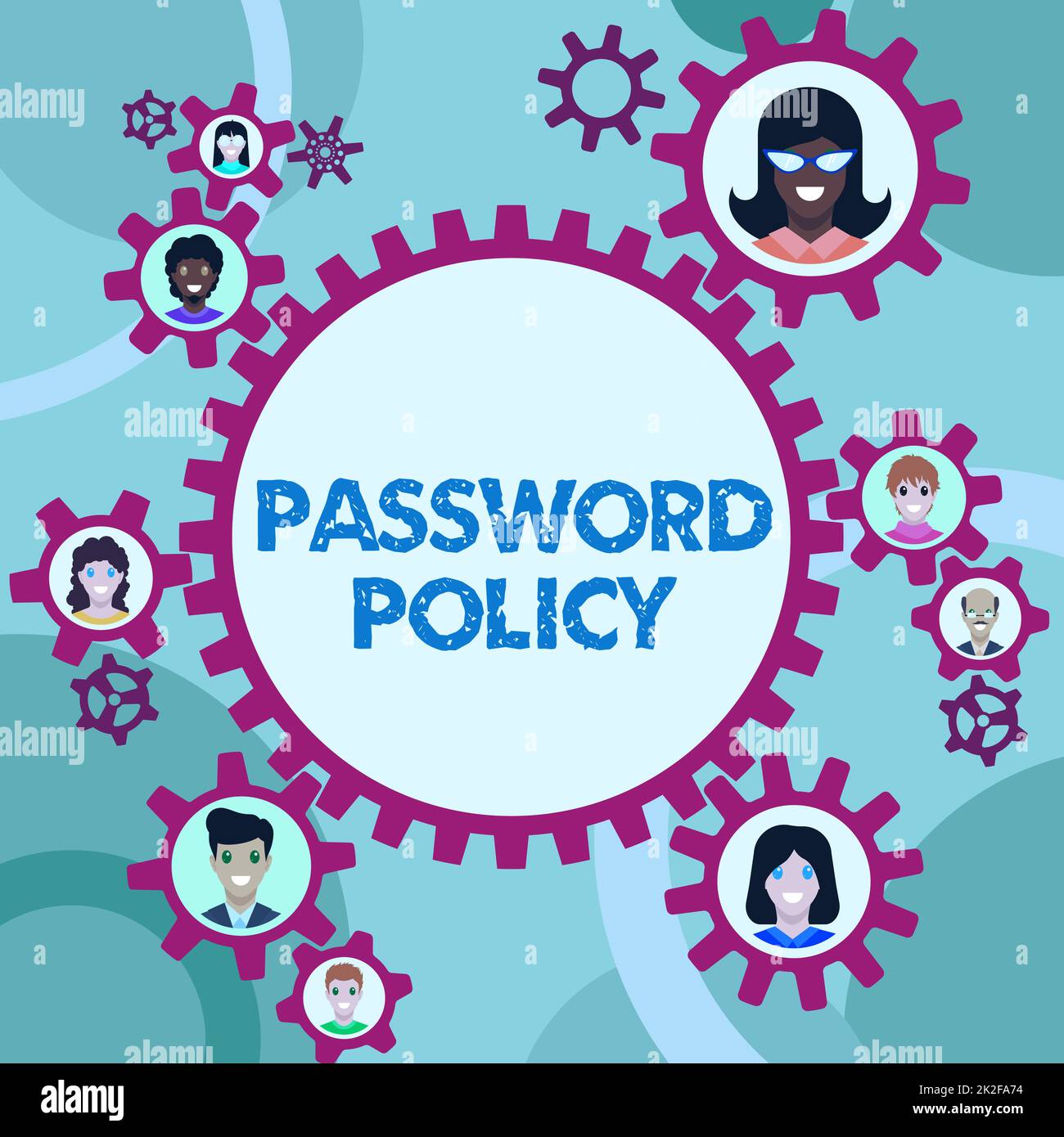 Conceptual caption Password Policy. Word for first line of protection against any unauthorized