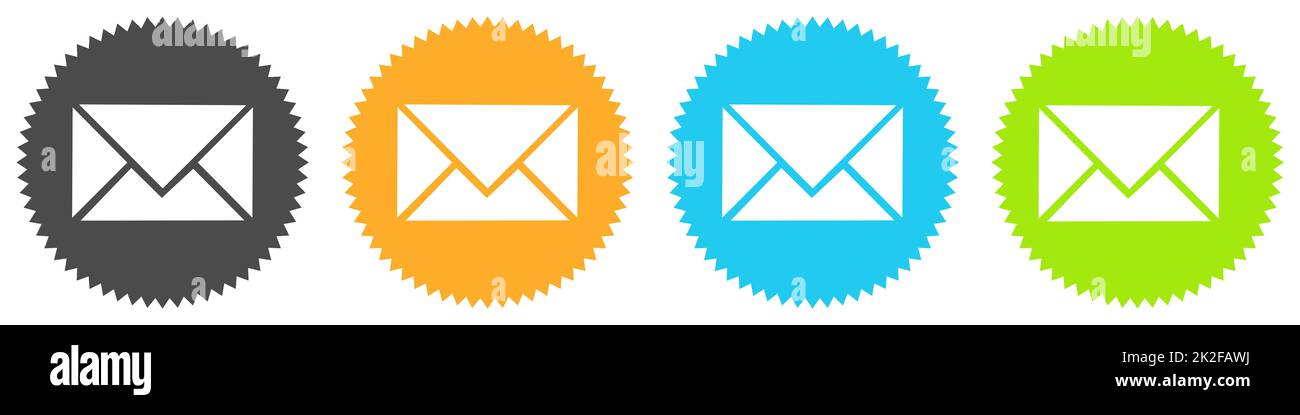 Buttons black, orange, blue, green: Envelope or Newsletter Stock Photo