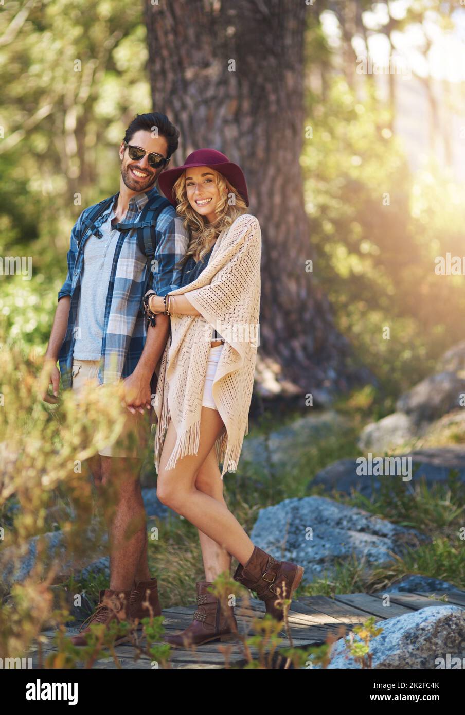 We in love with nature. Full length portrait of an affectionate young couple during a hike. Stock Photo