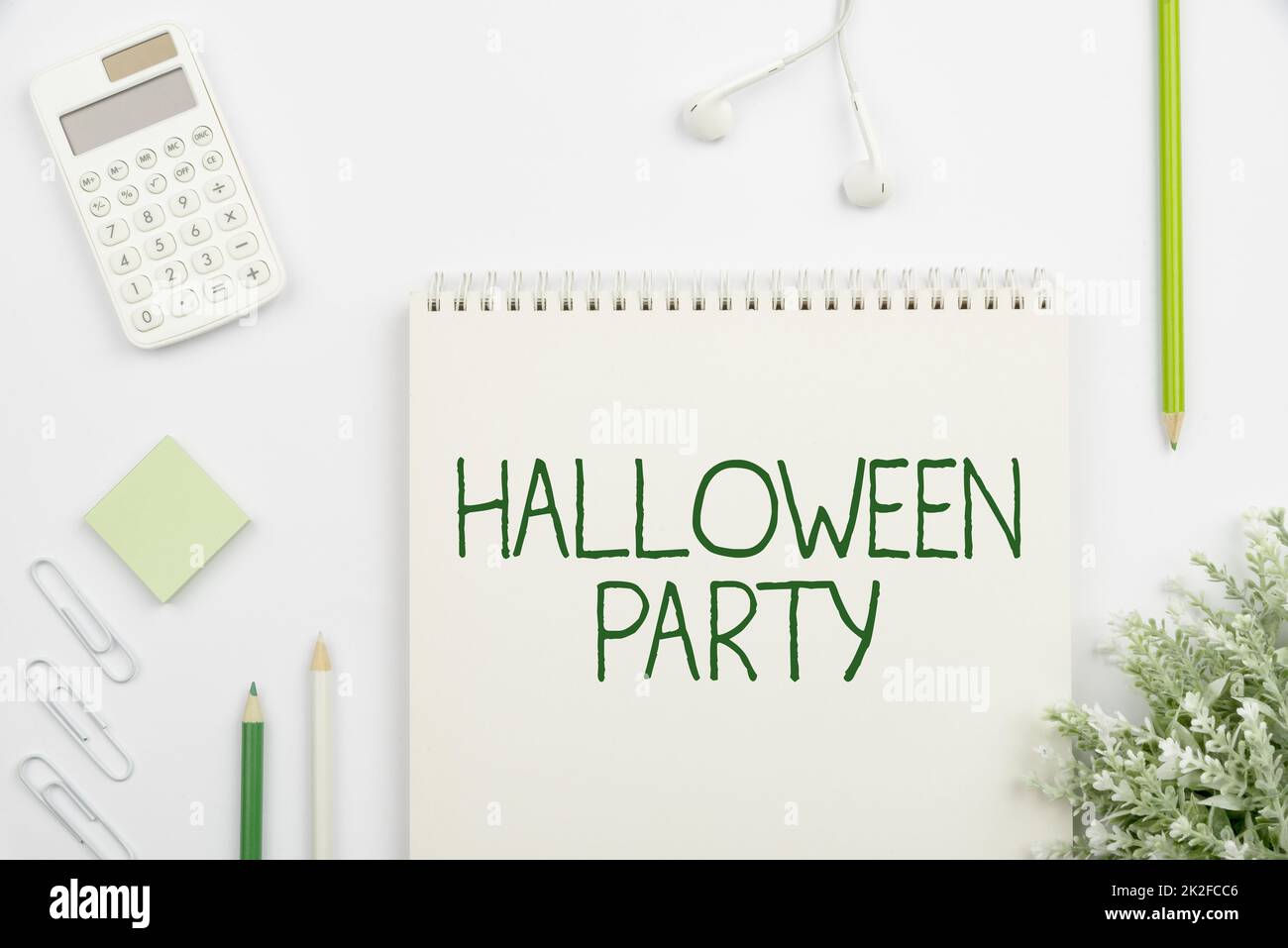 Inspiration showing sign Halloween Party. Business overview eve of the Western Christian feast of All Hallows Day Multiple Assorted Collection Office Stationery Photo Placed Over Table Stock Photo