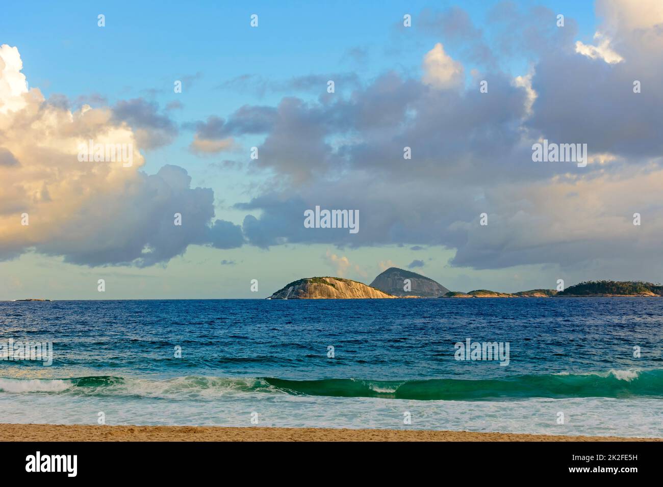 Islands on Ipanema beach Stock Photo