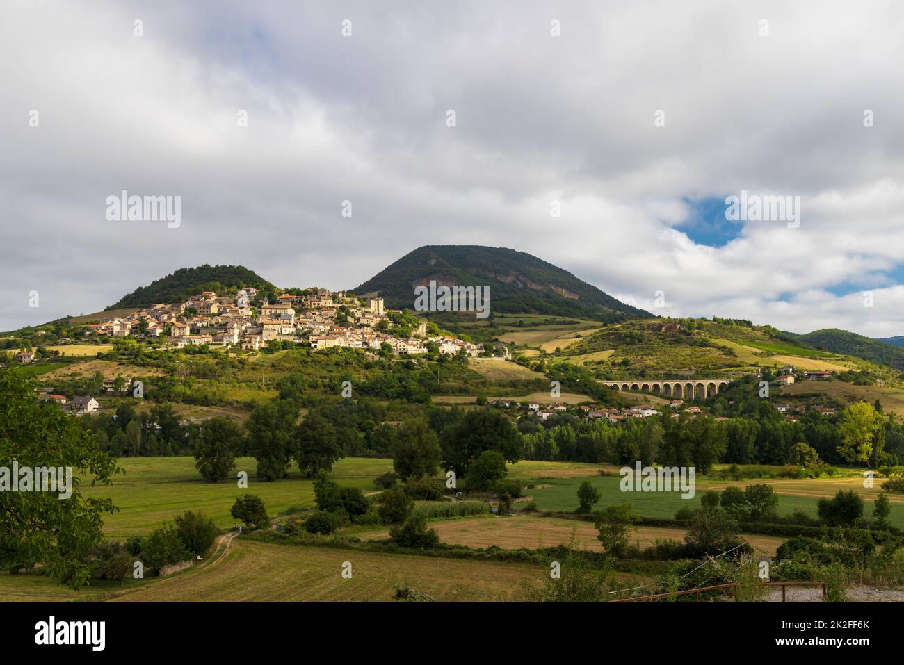 Landscape  near Compeyre, Midi-Pyrenees, Departement Aveyron, France Stock Photo