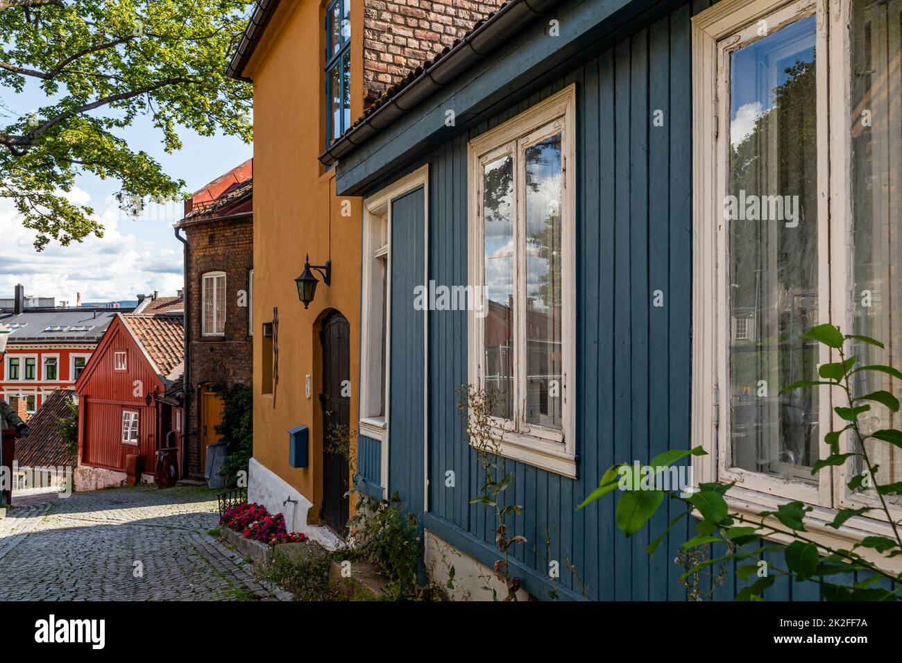 Traditional houses on Damstredet, Oslo, Norway Stock Photo