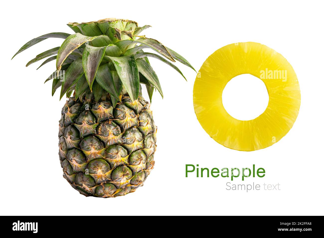 Pineapple and slice fruit isolated on white background with copy space ...