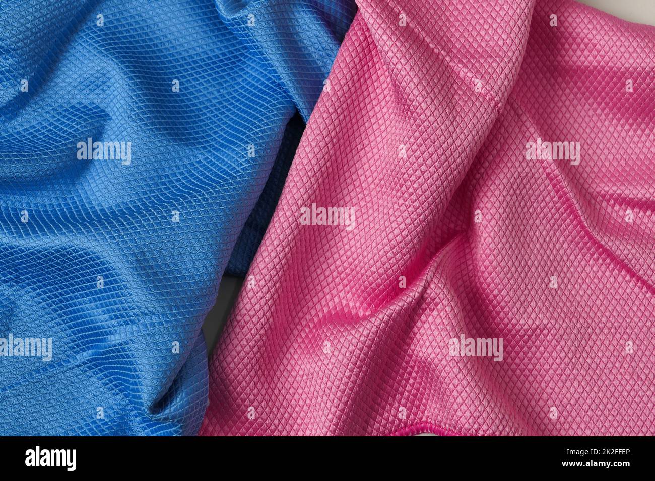 colorful microfiber cleaning cloths used in household cleaning, close-up microfiber cloths Stock Photo
