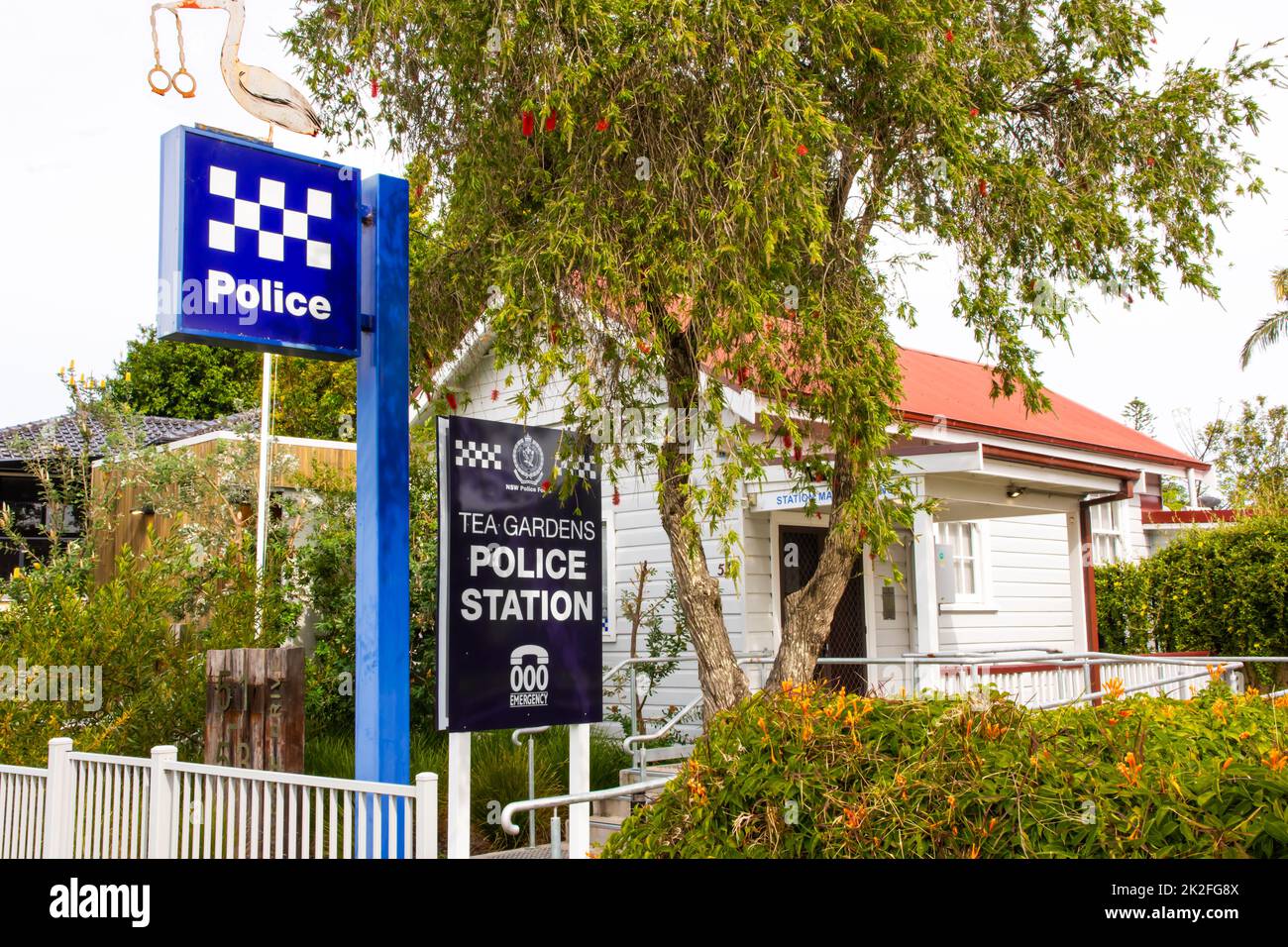 Coastal townshipTea Gardens Police Station,NSW Australia. Stock Photo