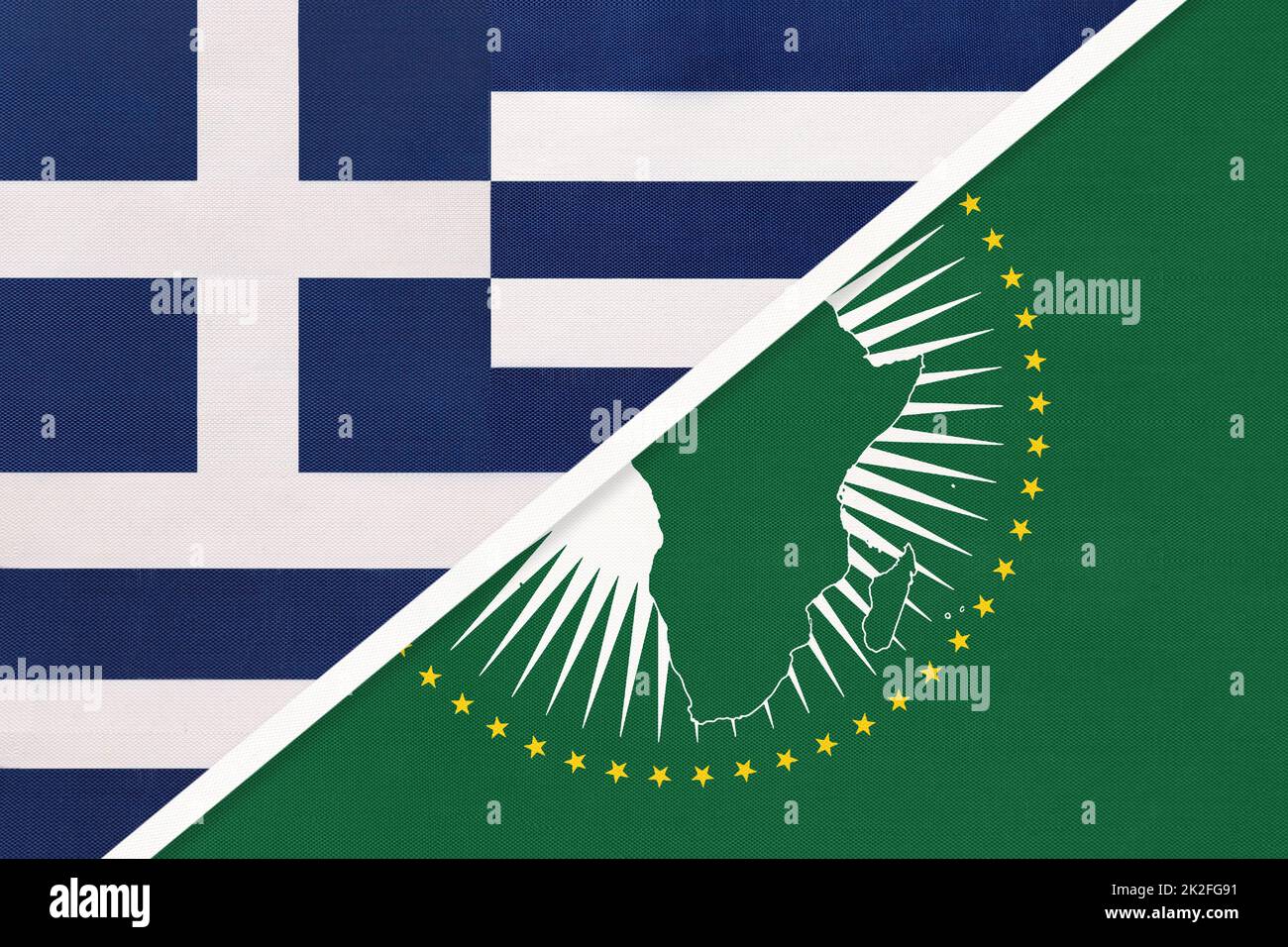 African Union and Greece or Hellenic Republic, national flag from