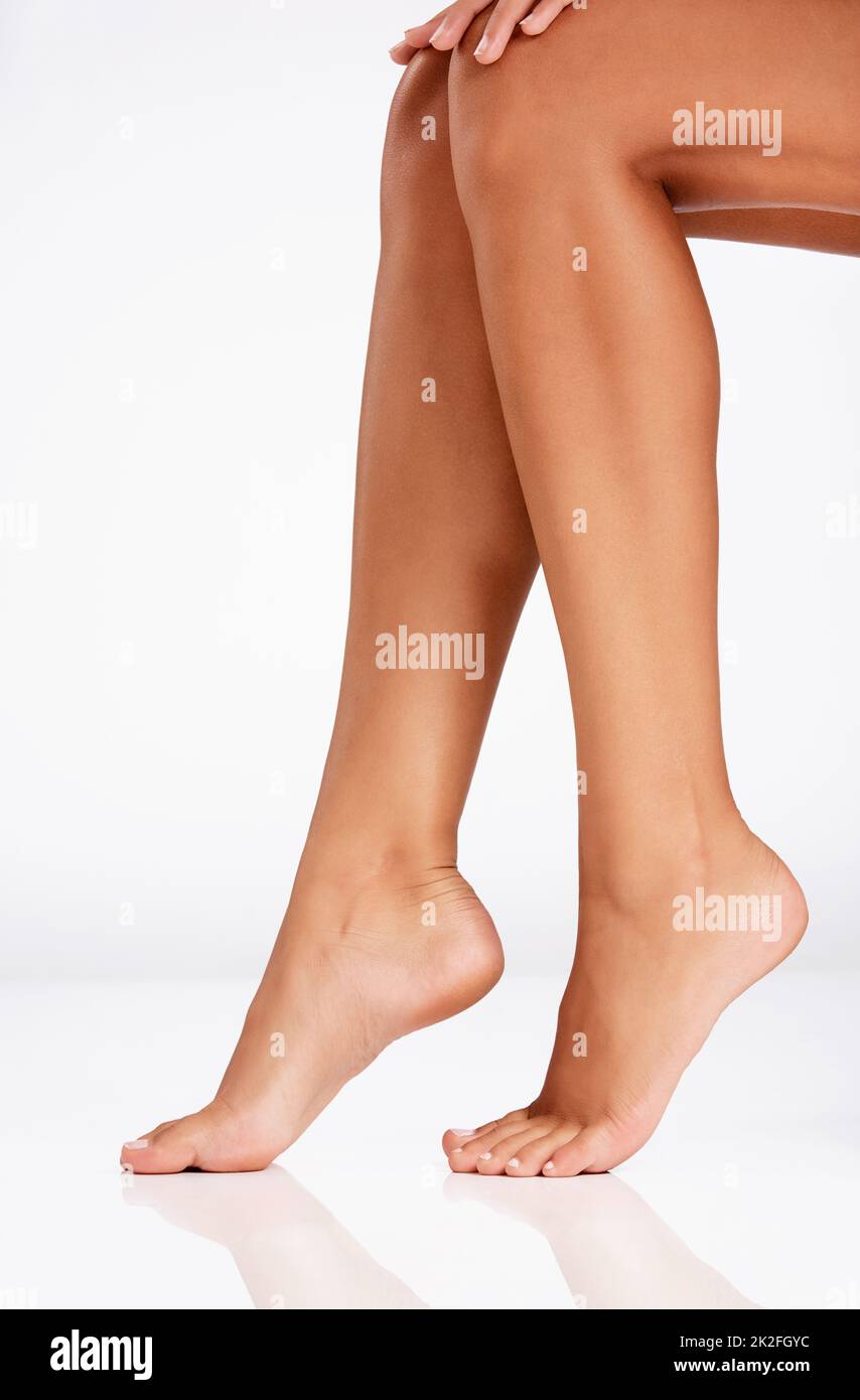 Legs that go on forever. Studio shot of an unrecognizable young womans ...
