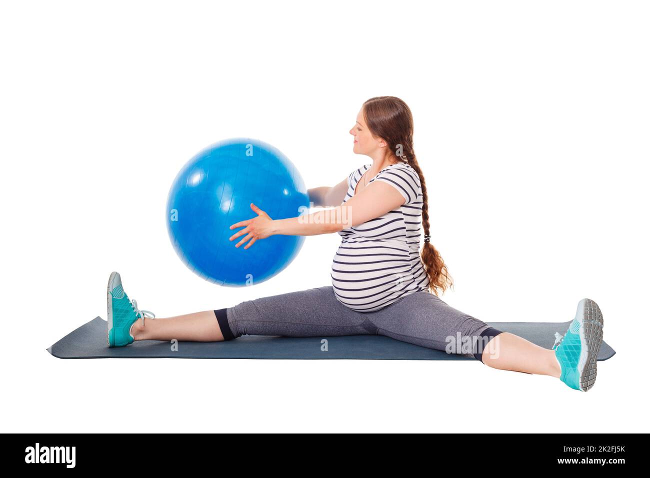 Pregnant woman doing exercises with exercise ball Stock Photo Alamy