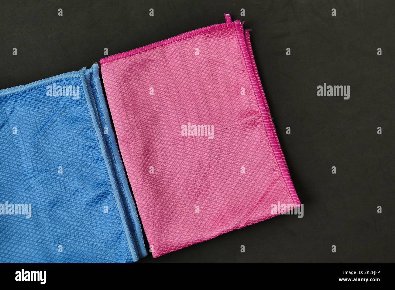 close-up microfiber cloths for multi-purpose cleaning, cleaning cloths in various colors Stock Photo