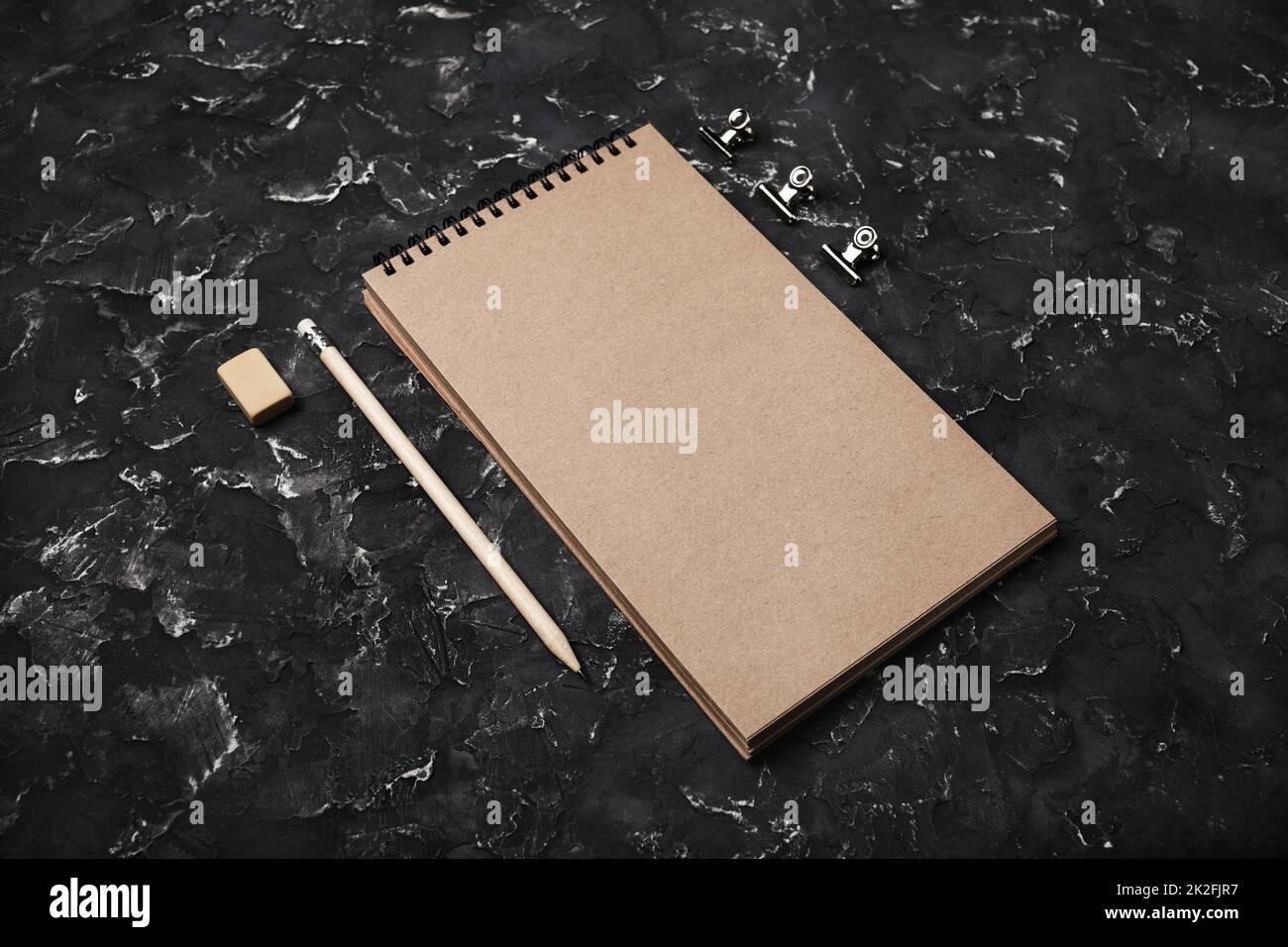 Spiral sketchbook, pencil, eraser Stock Photo Alamy