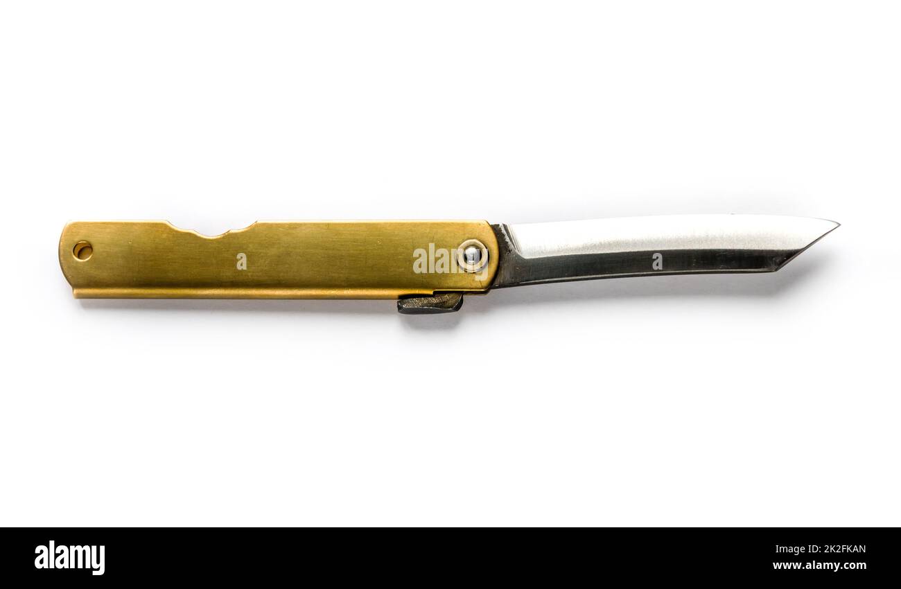Traditional japanese pocket knife isolated on white background Stock