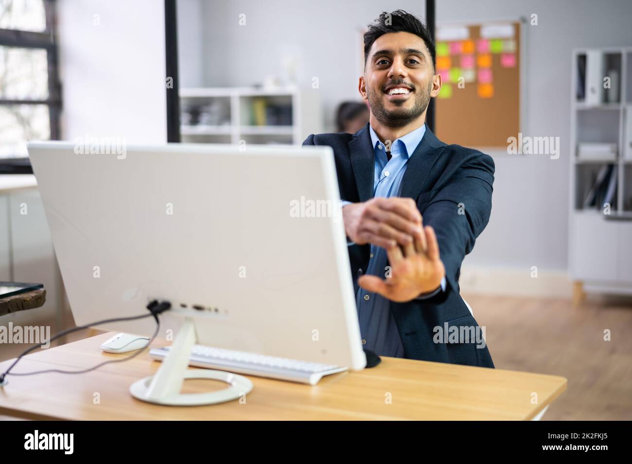 Work From Home Stretch Exercise Stock Photo Alamy