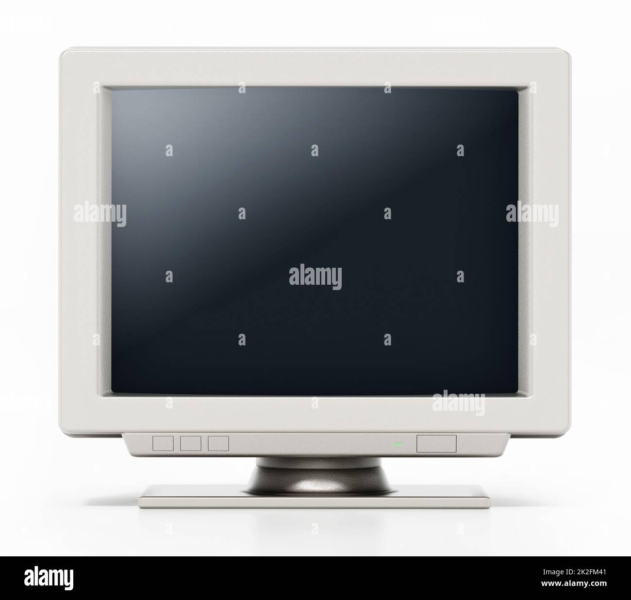 Retro CRT computer monitor isolated on white background. 3D illustration Stock Photo