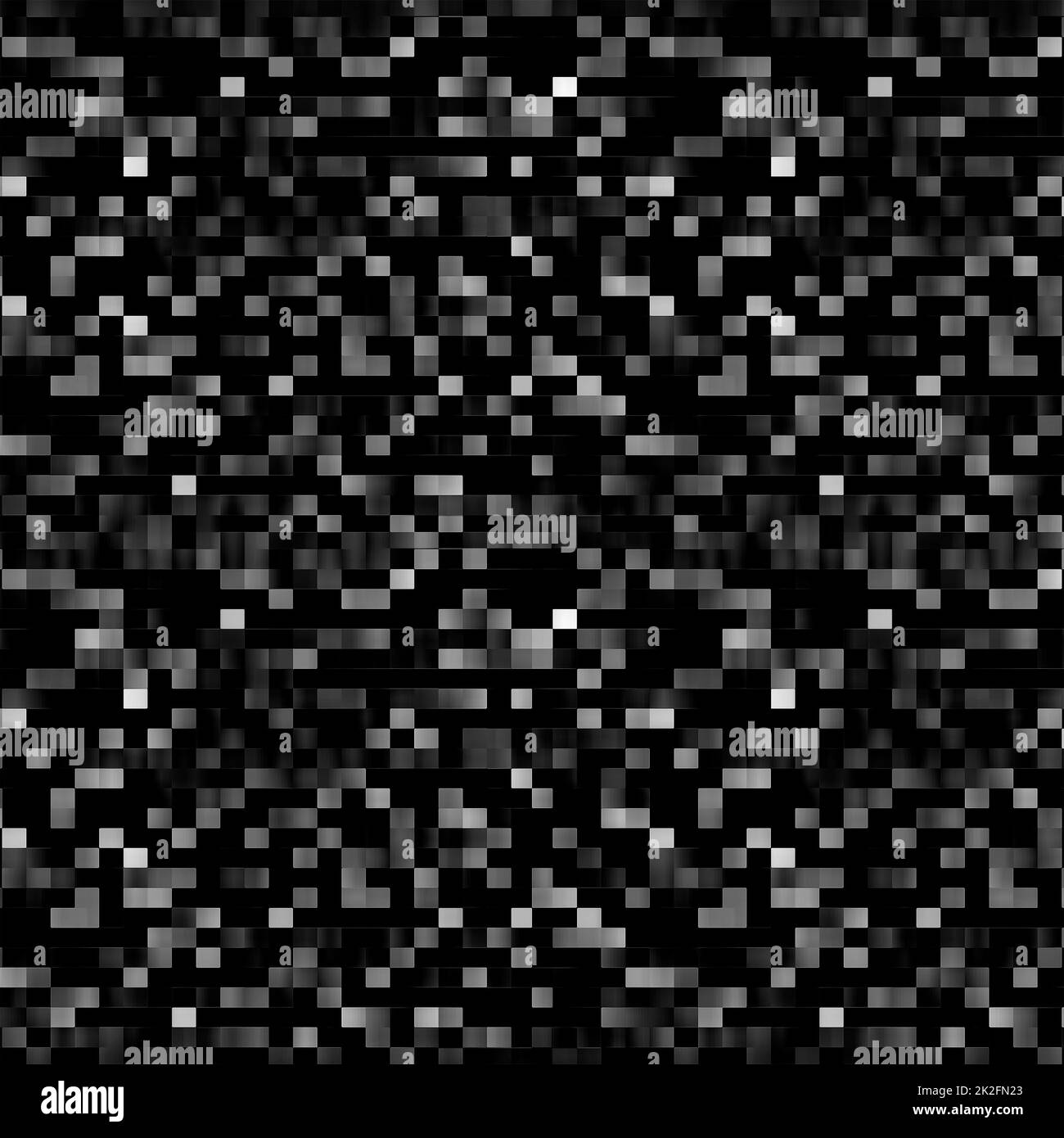 Pixel Grid Dark Black and White Pattern Stock Photo