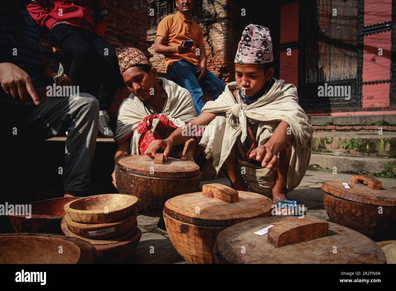 Nepal. 23rd Sep, 2022. People from Raute community sells their wooden ...