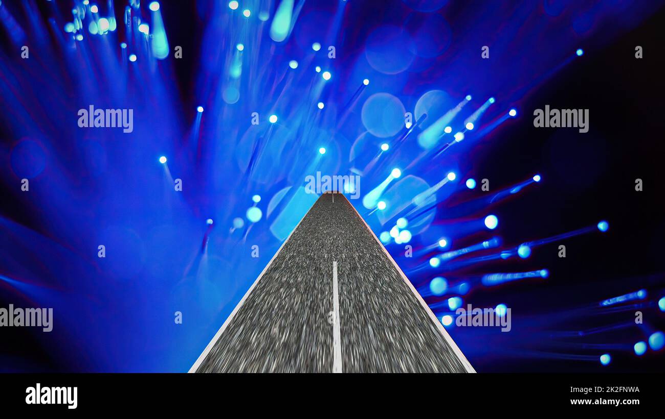 Driving through the world of fiber optics Stock Photo