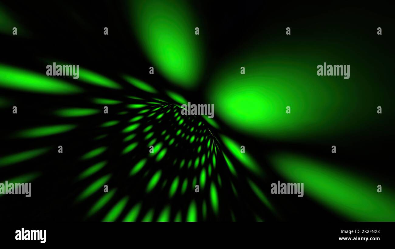 Driving through green dots tunnel Stock Photo