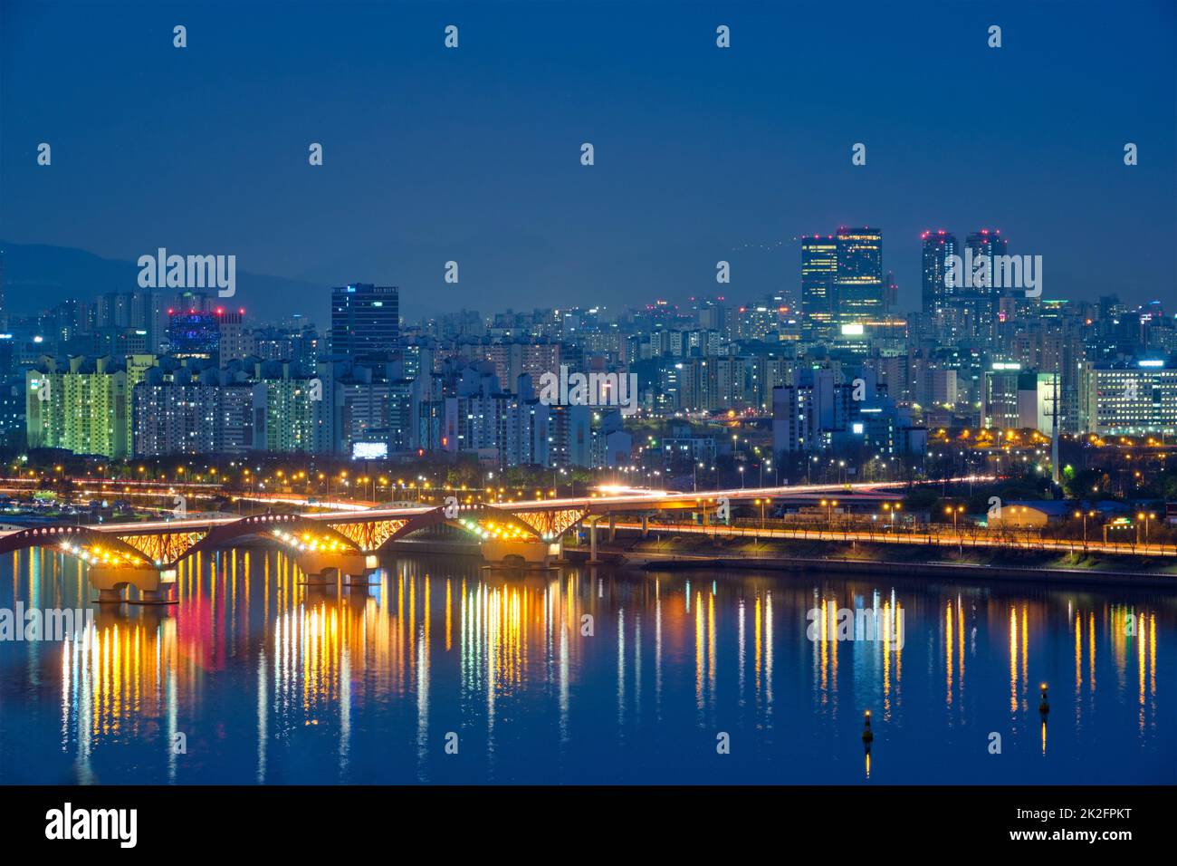 Seoul night view, South Korea Stock Photo