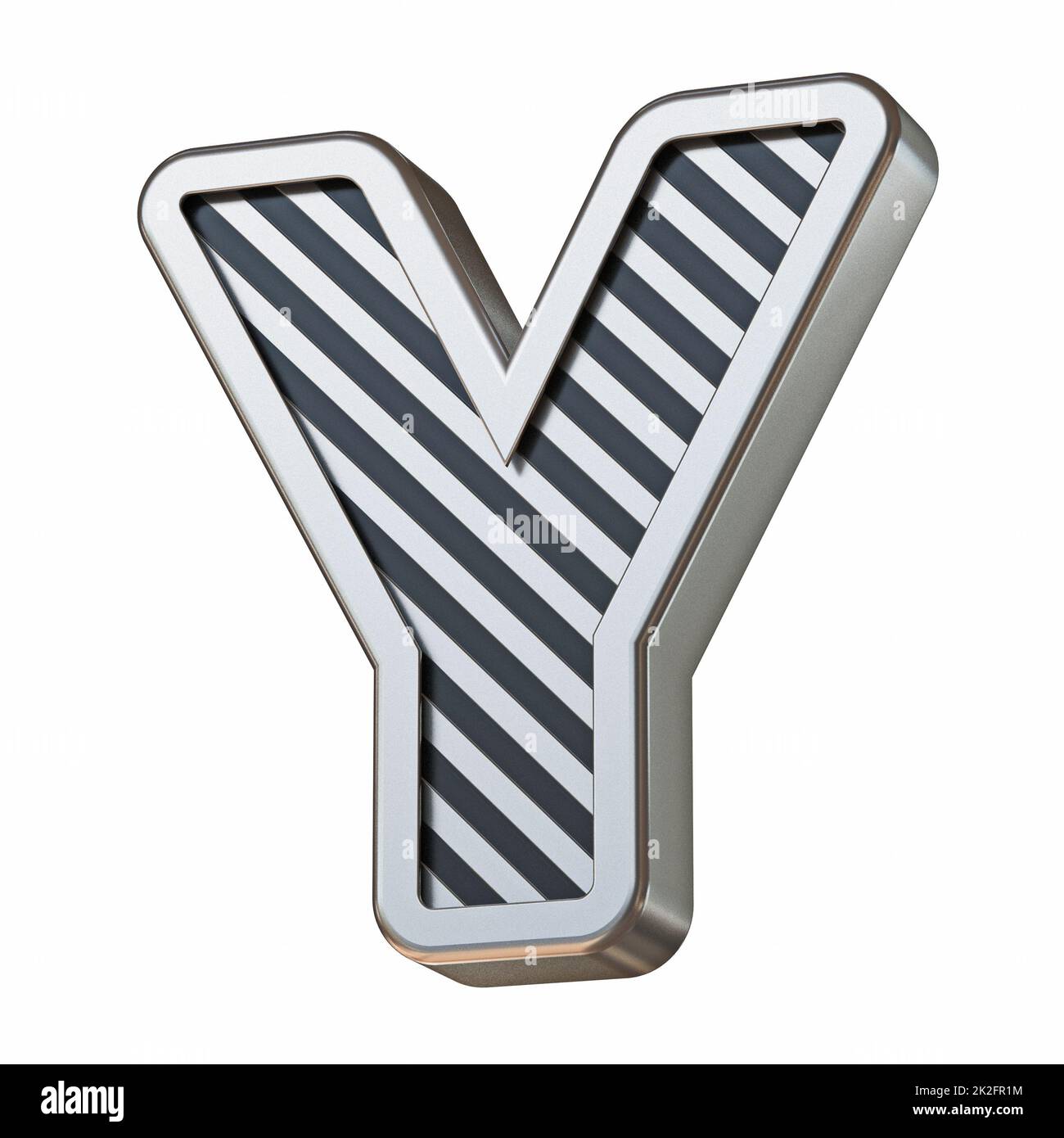 Stainless steel and black stripes font Letter Y 3D Stock Photo