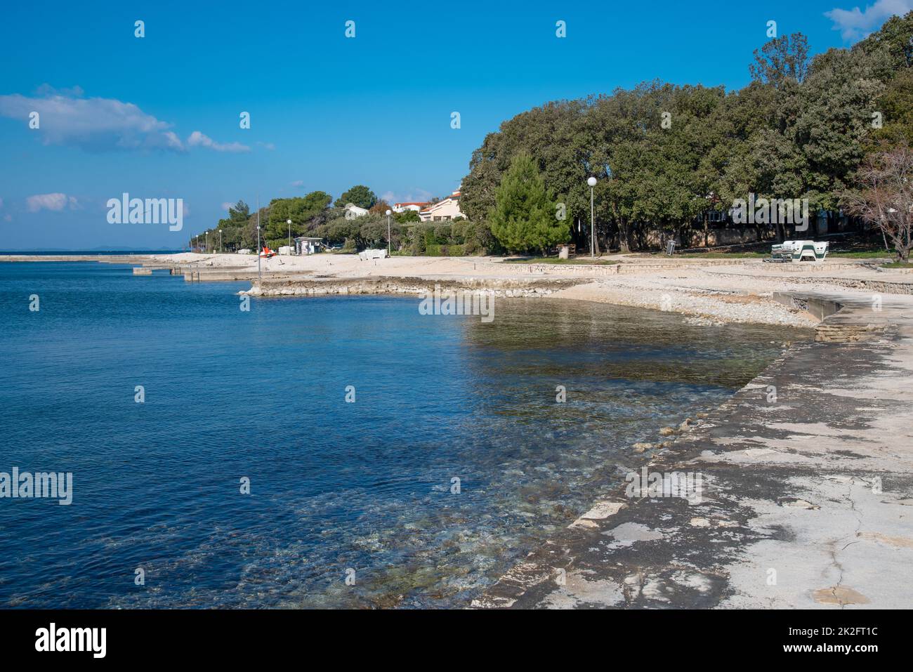 Off saison on the coast in Petrcane near Zadar in the dalmatian region in Croatia. Stock Photo