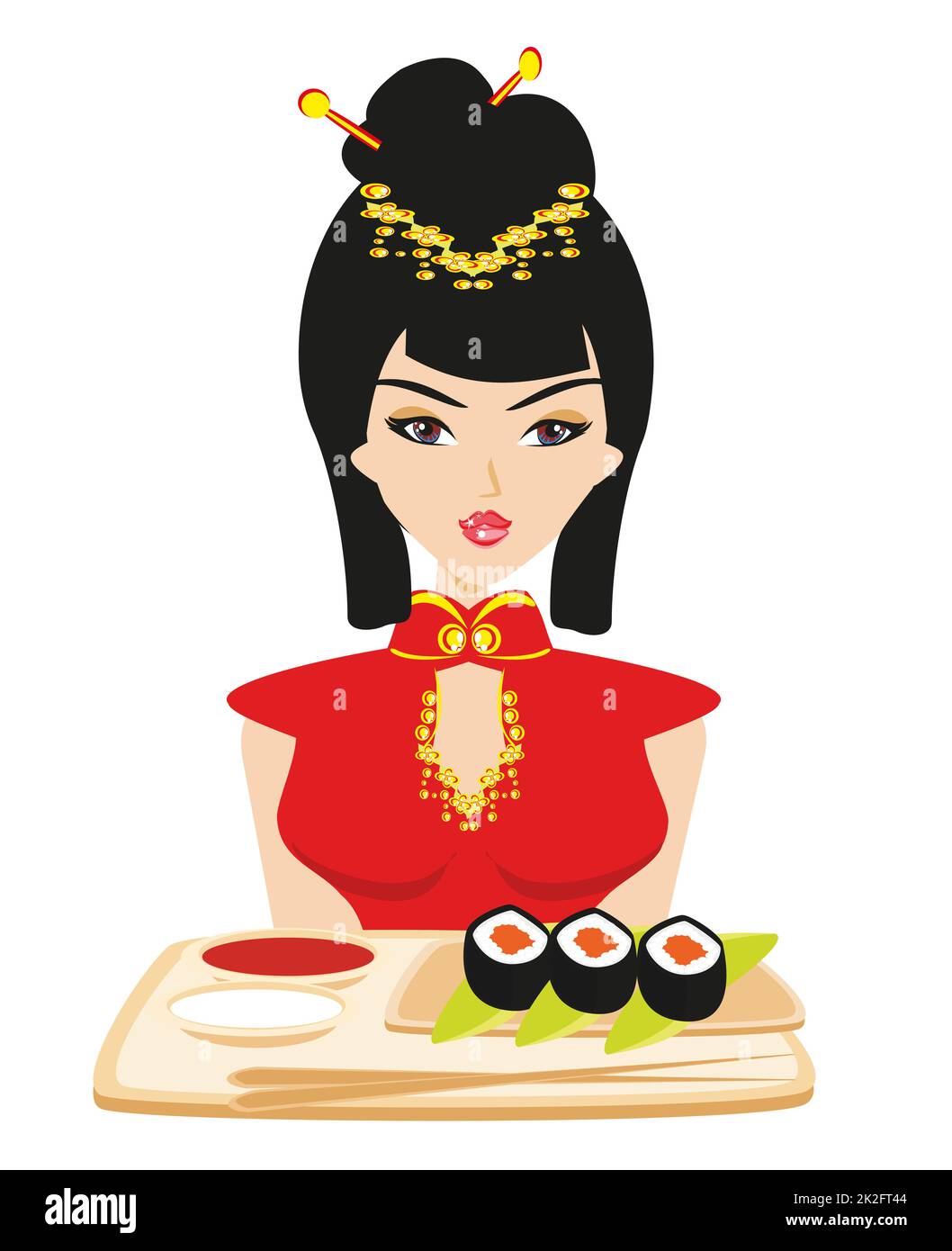 sushi and geisha Stock Photo