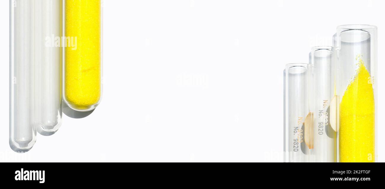 Closeup chemical ingredient on white laboratory table. Potassium