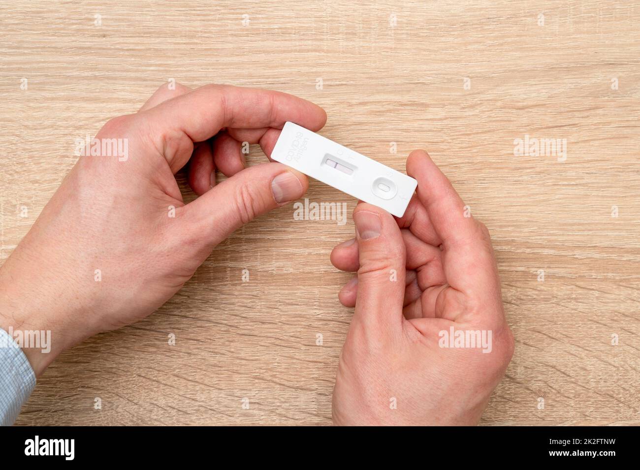 Hand showing negative Covid19 rapid antigen test Stock Photo Alamy