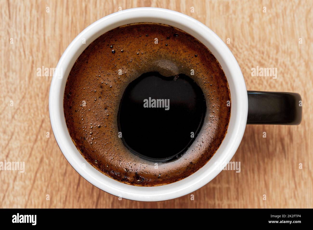 Top view of a ceramic cup of black coffee Stock Photo