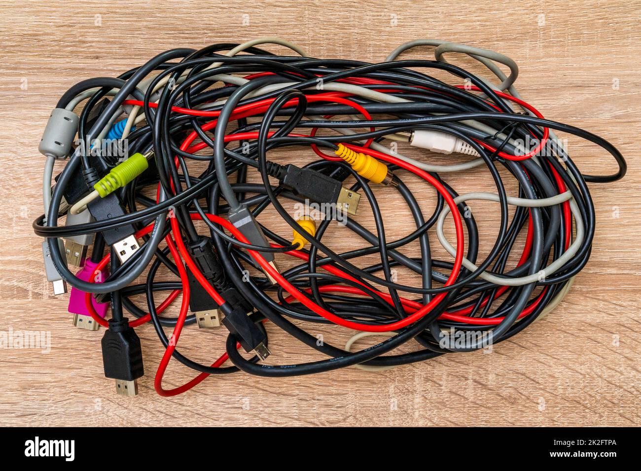 Bundle of various cables Stock Photo
