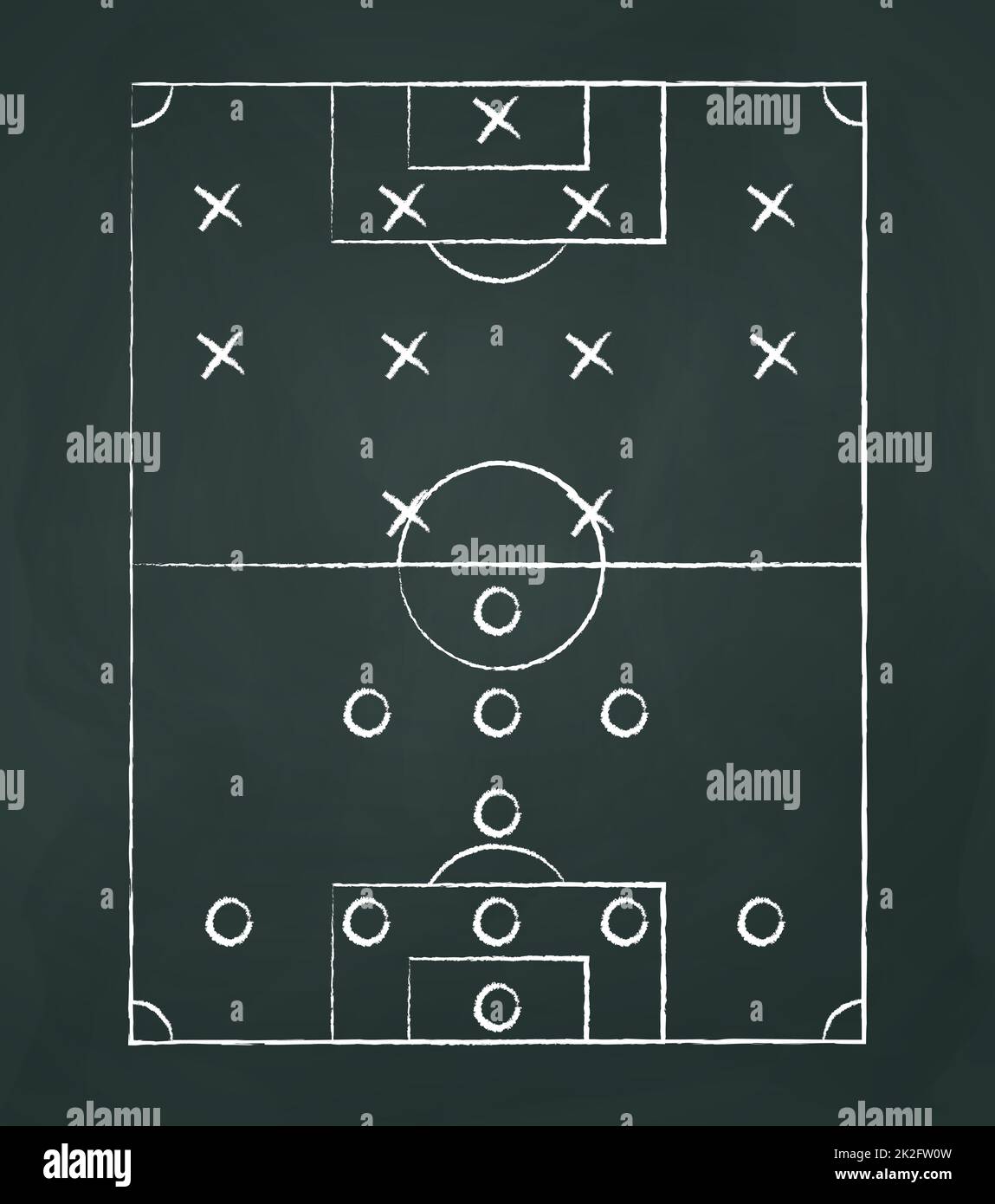 Dark background board with tactical placement of football players - Vector Stock Photo