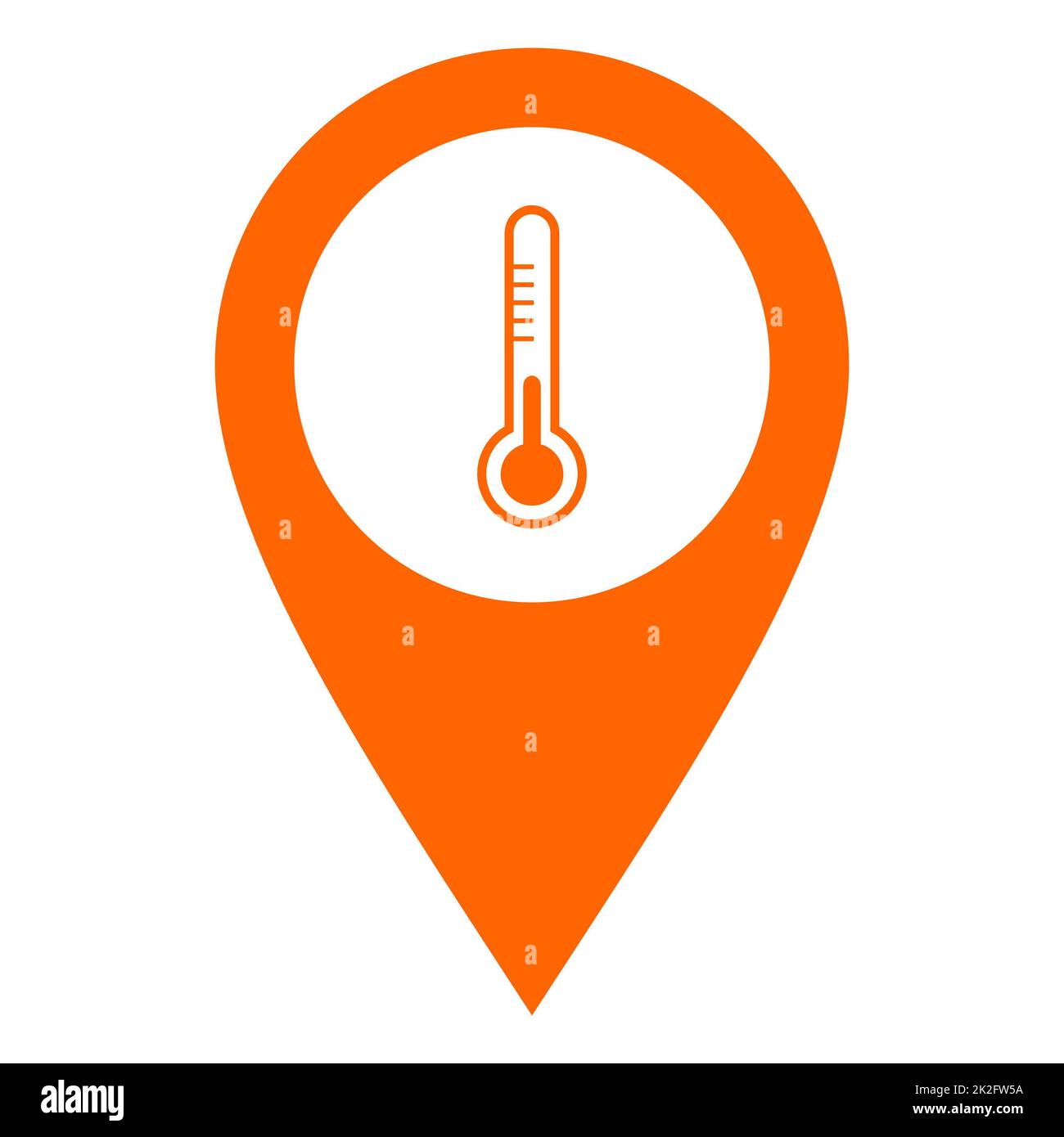Thermometer and location pin Stock Photo