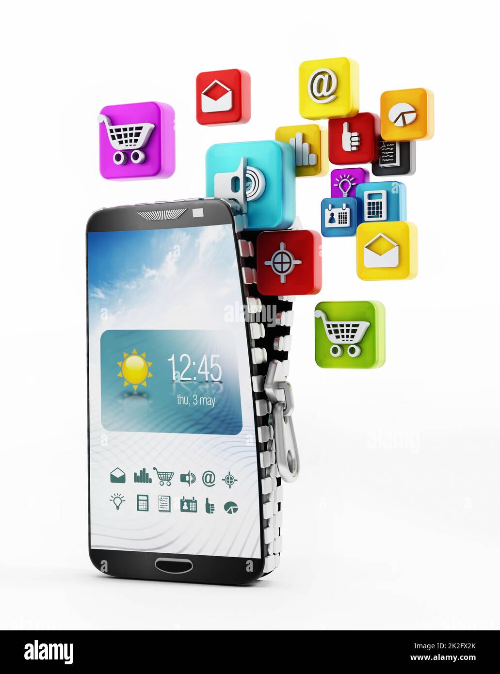 Applications downloading in smartphone Stock Photo