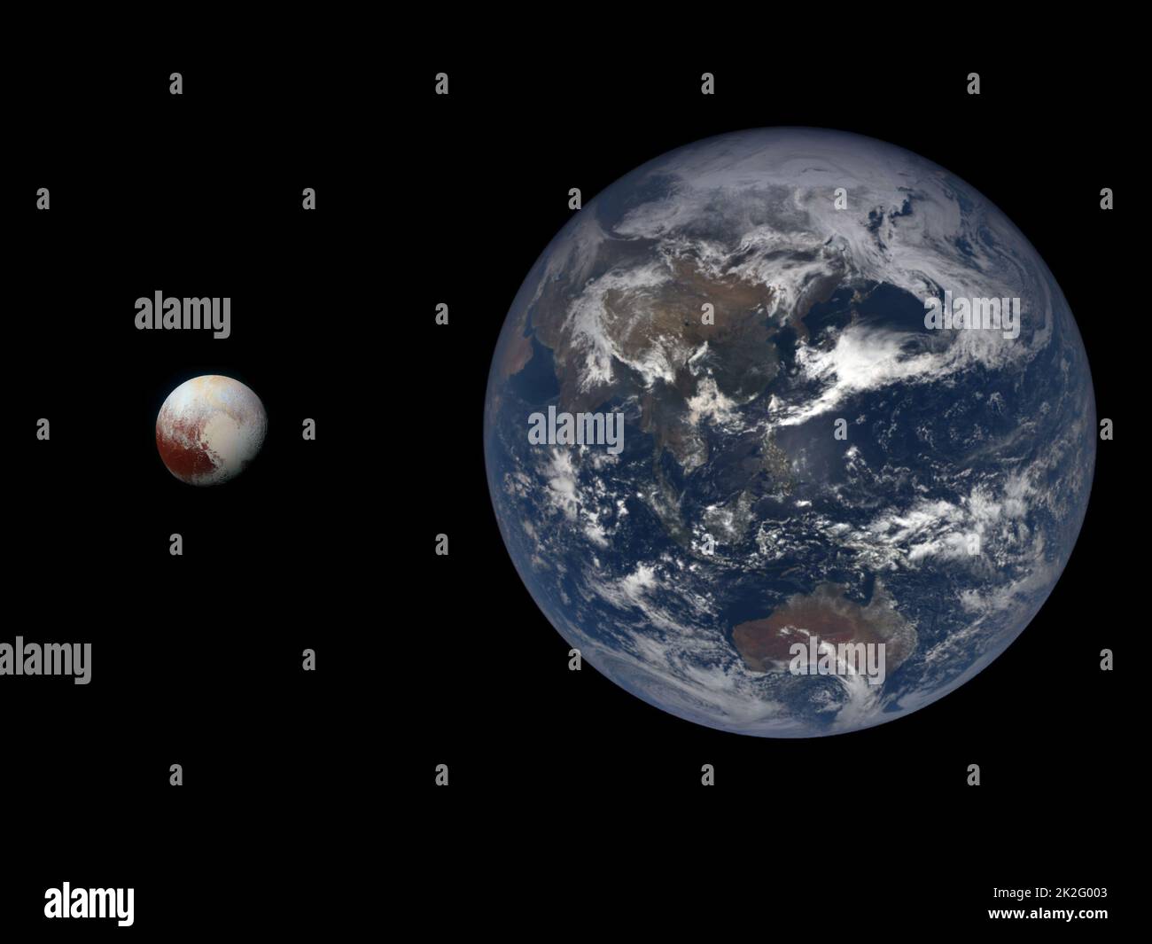 Accurate size comparison of Earth and Pluto. of Solar System
