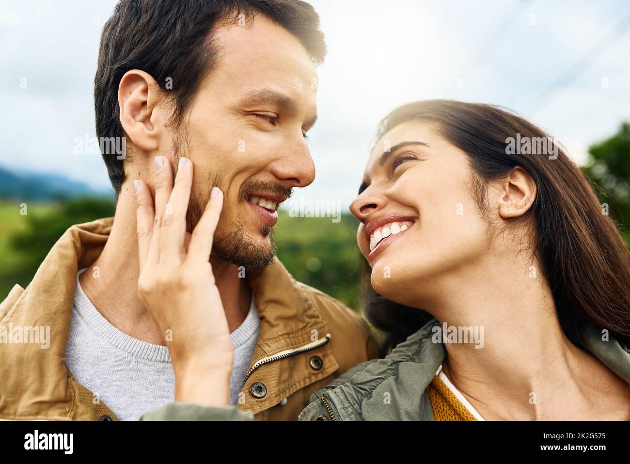 Nothing beats being in love with your best friend. Shot of an affectionate young couple outdoors. Stock Photo